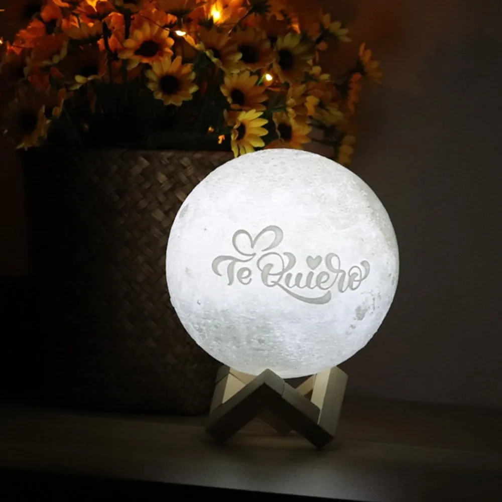 Photo Custom 3D printing moon night light Novelty lamp USB Rechargeable Table decoration Touch/Remote 2/16 Colors Moonlight - Image 5