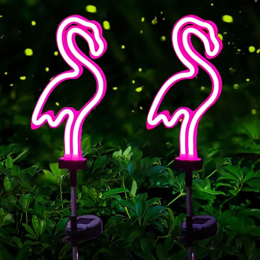 1/2/4 Pack Solar Neon Light Outdoor Flamingo Garden Lawn Decorations Solar Lights Outdoor Waterproof LED for Yard Garden Path - Image 2