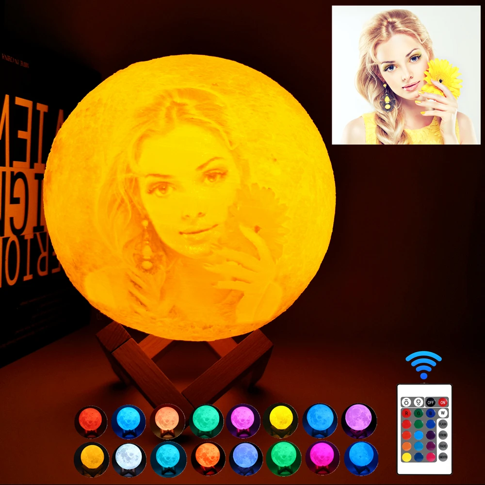 Drop ship Photo&Text Custom 3D Print Moon Lamp Night Light USB Rechargeable Personality Gift for Christmas Holiday Girlfriend - Image 2