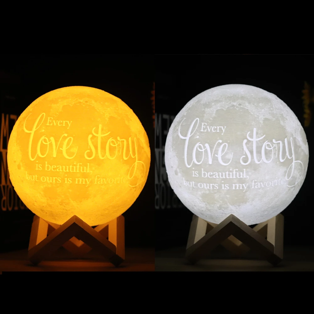 Photo Custom 3D printing moon night light Novelty lamp USB Rechargeable Table decoration Touch/Remote 2/16 Colors Moonlight - Image 4