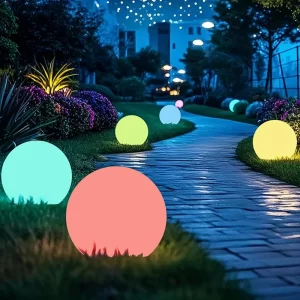 LED Ball Light Solar Rechargeable Globe Light Waterproof Outdoor Garden RGB Lamp for Patio Pool Yard Bar Party Decor Lighting