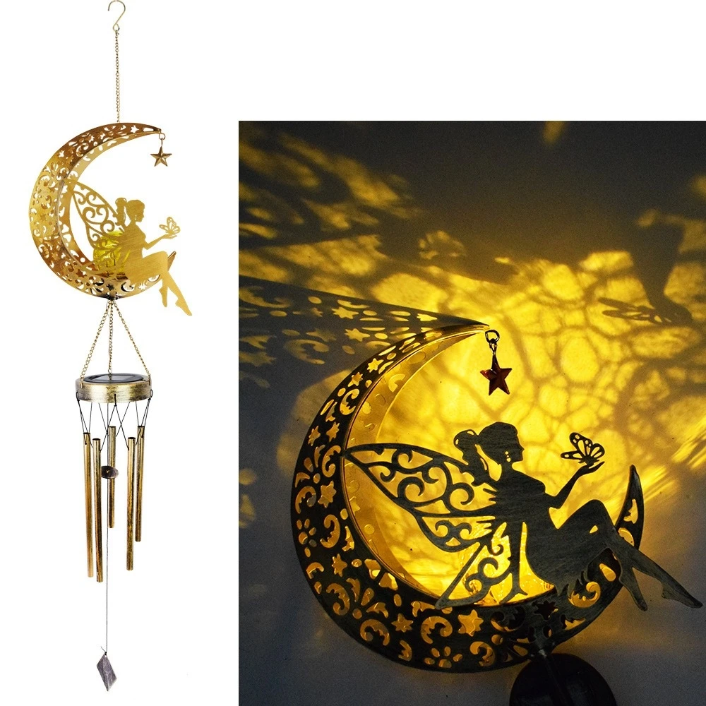 Solar Moon Fairy Wind Chimes Light Solar Ball with Angel Decor Wind Chimes for Outside Garden Memorial Chimes Birthday Gifts - Image 2