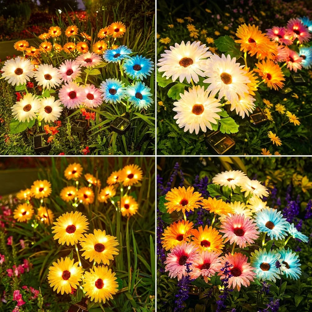 Solar Daisy Flowers Lamp LED Garden Decorative Light Waterproof Outdoor Decorations for Garden Yard Lawn Pathway Holiday Decor - Image 2