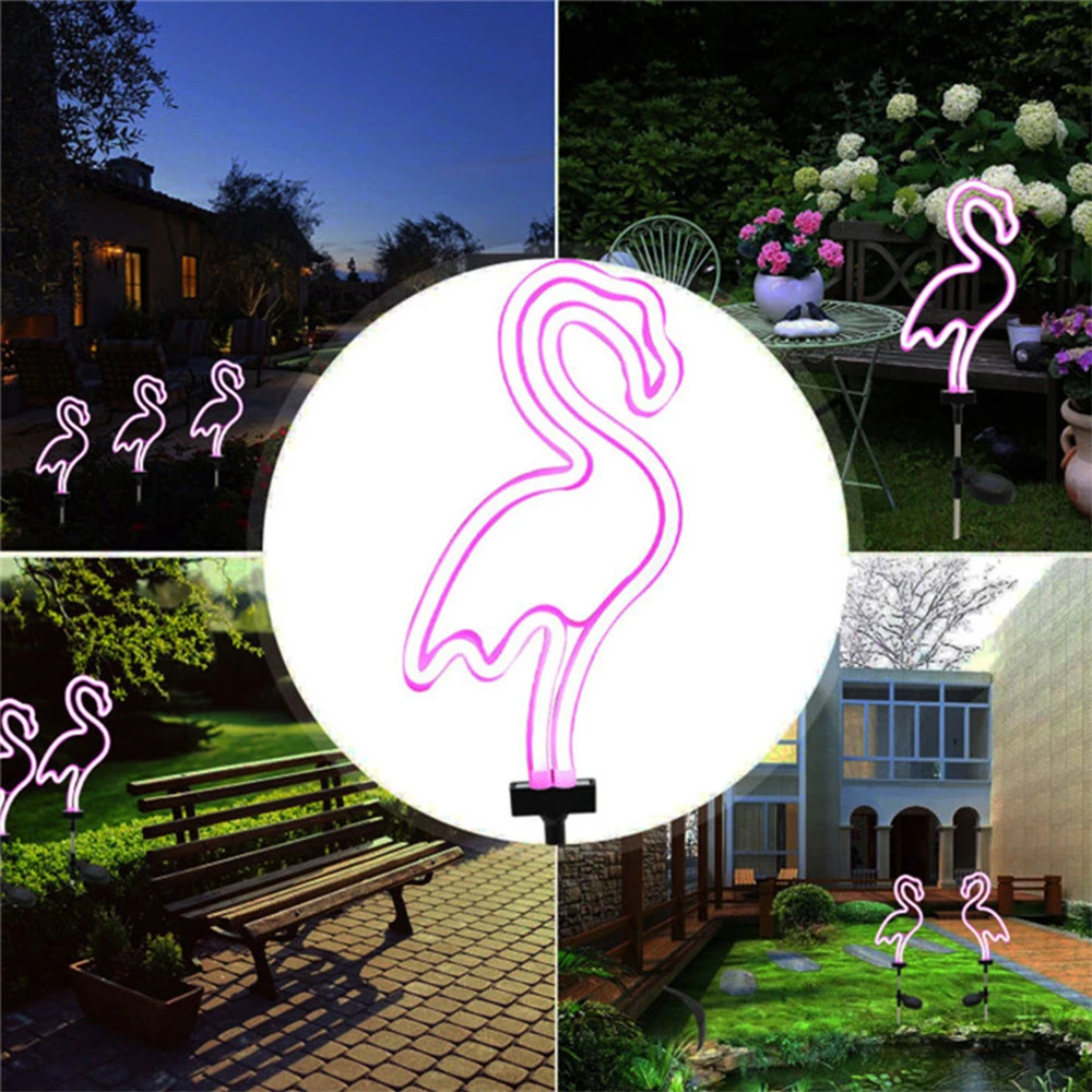Solar Garden Landscape Light Flamingo Cactus Neon Sign Garden Decor Lawn Lamp Outdoor LED Night Light 1/2/4 Pack - Image 3