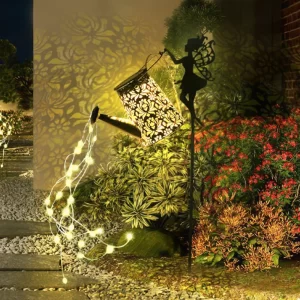Solar Fairy Watering Can Lights Garden Decor for Outside Metal Hanging Kettle Lantern Solar Landscape Lamp Outdoor Decorations