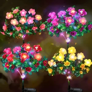 LED Solar Light Waterproof Azalea Solar Flowers Lamp Outdoor Decorative for Garden Yard Lawn Path Lighting Holiday Wedding Decor