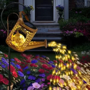 Fairy Outdoor Decor Solar Watering Can Lights Metal Kettle Lantern Outdoor Path Lights Garden Lamp for Lawn Walkway Yard Decor