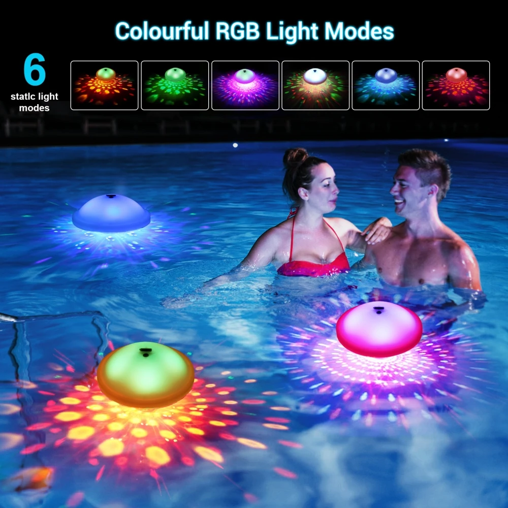 Rechargeable Pool Float Light RGB Colorful Night Light Dynamic Lighting Effects Pool Atmosphere Swimming Pool Decorative Light