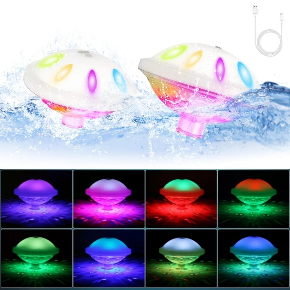 Rechargeable Pool Float Light RGB Colorful Night Light Dynamic Lighting Effects Pool Atmosphere Swimming Pool Decorative Light - Image 2
