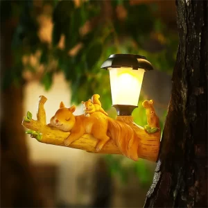 Outdoor Solar Nightlight Garden Squirrel Sloth Statues With LED Lantern Ornament Animal Decoration Sculpture Accessories