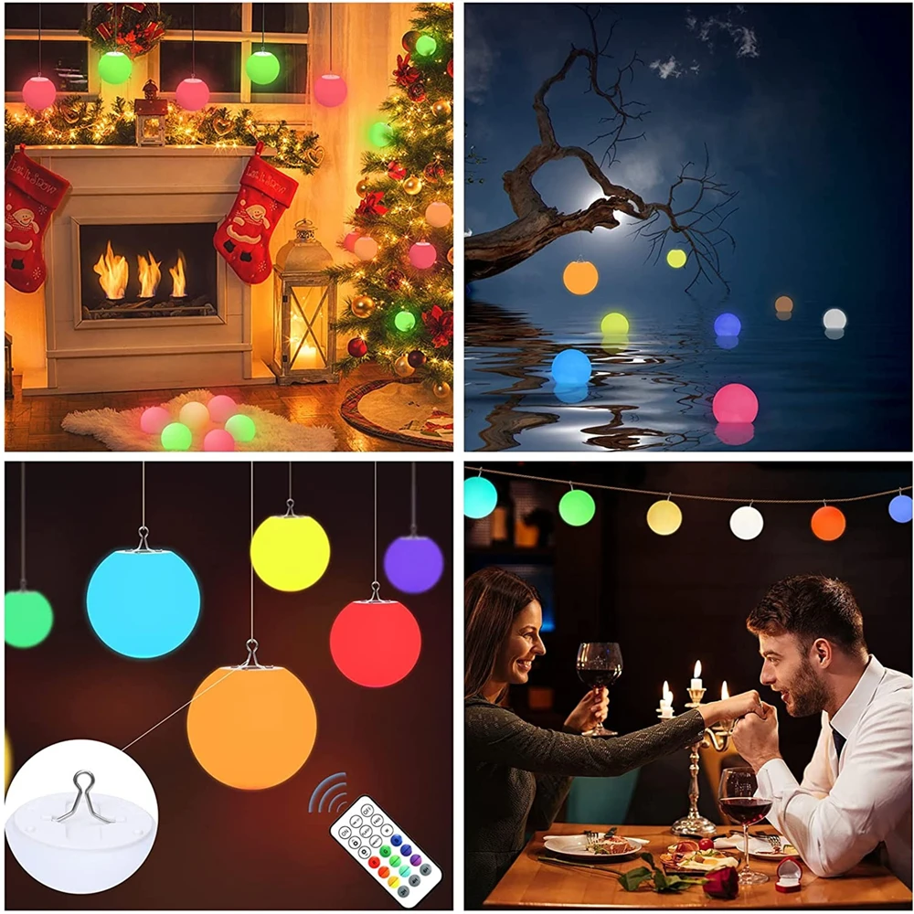 LED Floating Pool Light 16 Colors Pond Ball Lights Night Lamp Remote Swimming Pool Outdoor Lighting with Hook for Garden Decor - Image 2