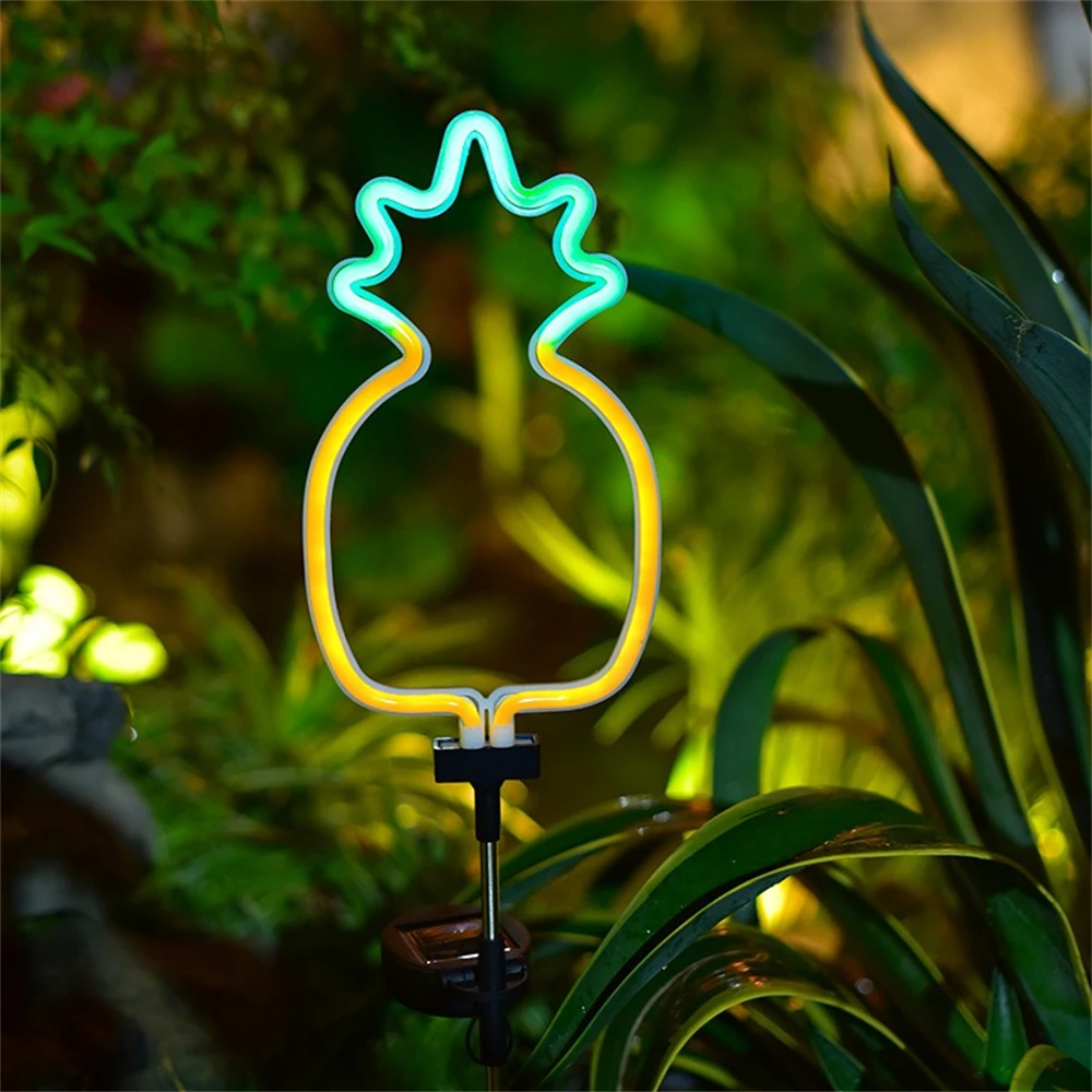 Solar Powered Decorative Light Courtyard Landscape Lamp, Flamingo, Cactus, Pineapple, Tree Neon Lights Outdoor LED Lawn Lamp