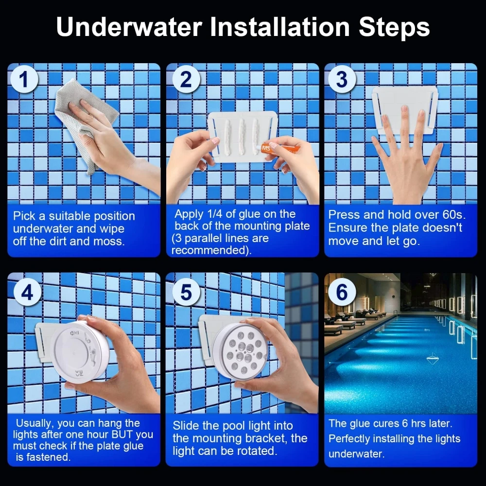 New USB Rechargeable Pool Light Waterproof LED RGB RF Remote Control Diving Light Swimming Pool Underwater Decorative Lamp - Image 2