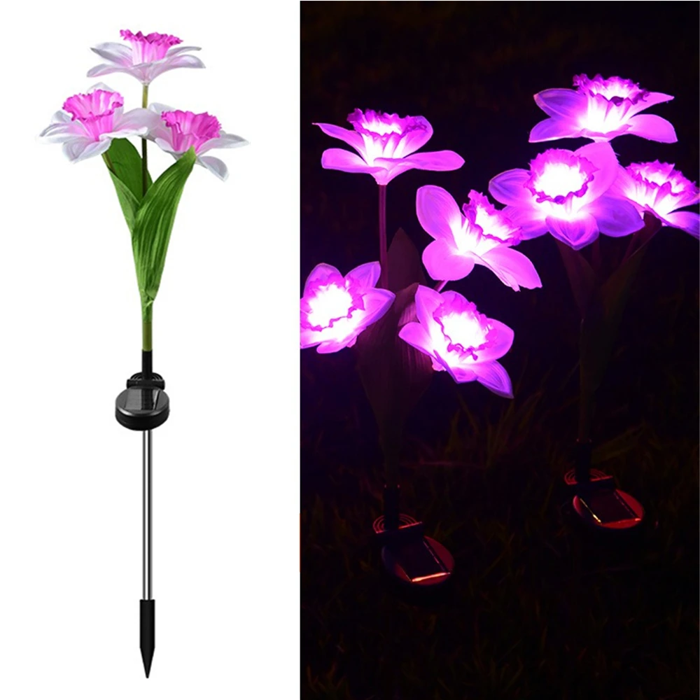 Solar LED Lights Garden Outdoor Balcony Decorative Solar Daffodils Flower Lights LED Narcissus Lotus Lawn Wedding Light