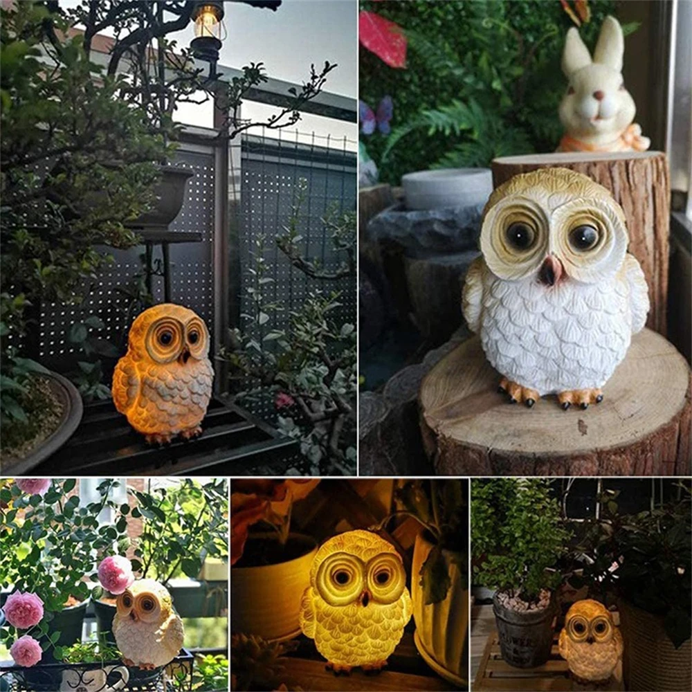 Solar Owl Statue Light Garden Resin Owl Birds Halloween Outdoor Garden Lawn Yard Patio Decoration - Image 2