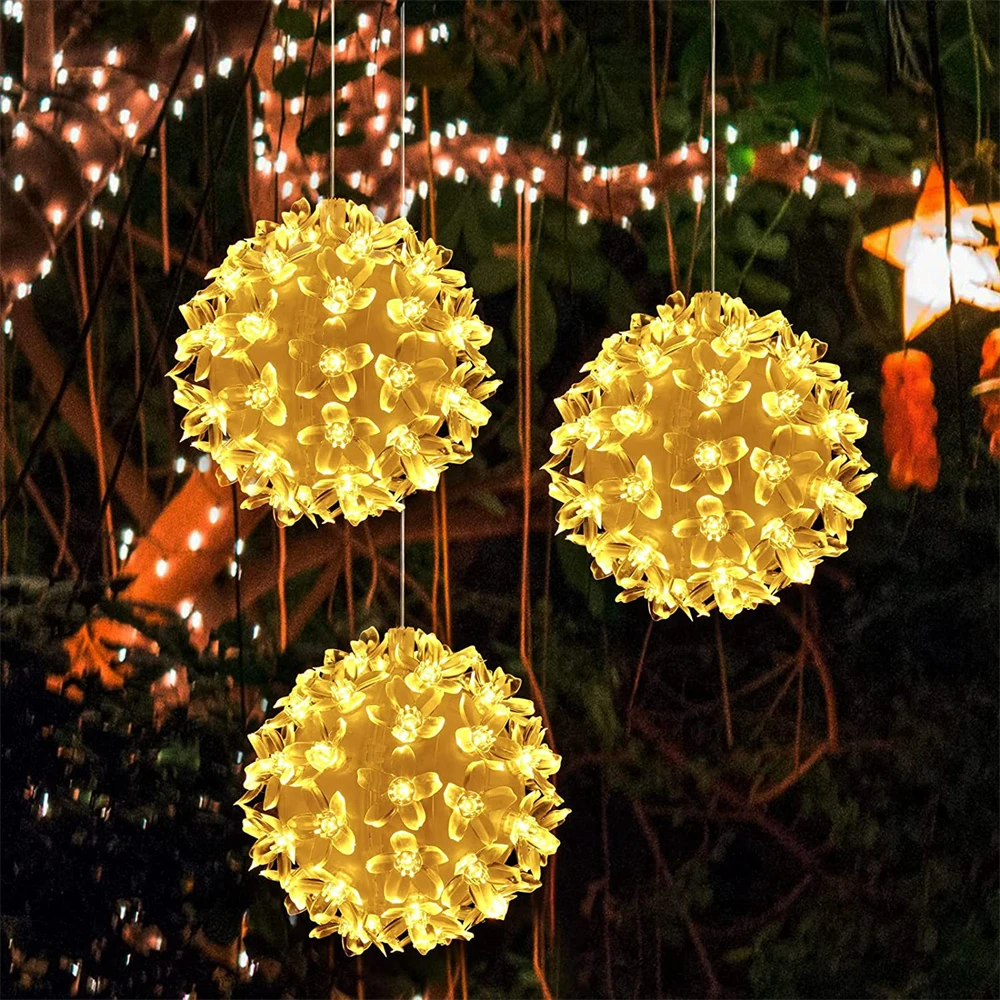 LED Cherry Blossom Ball Lights Christmas Garden Lights Indoor Outdoor Wedding Decorative Light 10cm 20cm 27cm - Image 2
