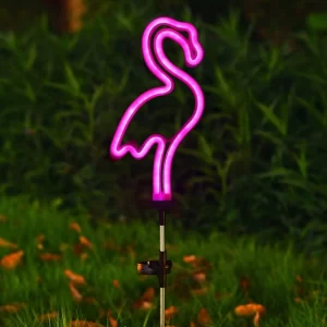 1/2/4 Pack Solar Neon Light Outdoor Flamingo Garden Lawn Decorations Solar Lights Outdoor Waterproof LED for Yard Garden Path