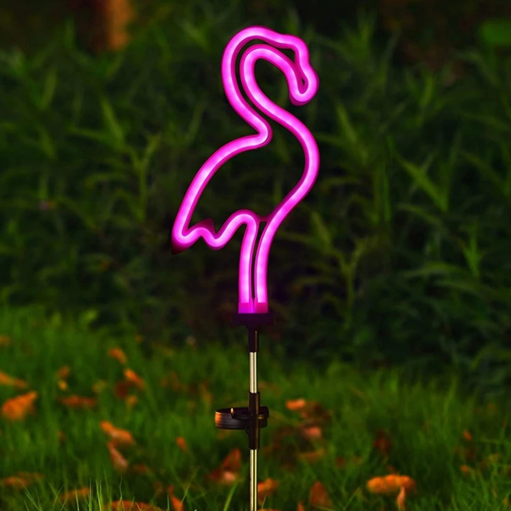 1/2/4 Pack Solar Neon Light Outdoor Flamingo Garden Lawn Decorations Solar Lights Outdoor Waterproof LED for Yard Garden Path