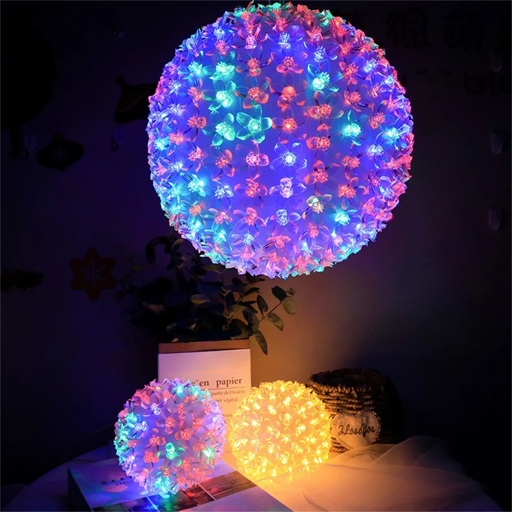 LED Cherry Blossom Ball Lights Christmas Garden Lights Indoor Outdoor Wedding Decorative Light 10cm 20cm 27cm - Image 4