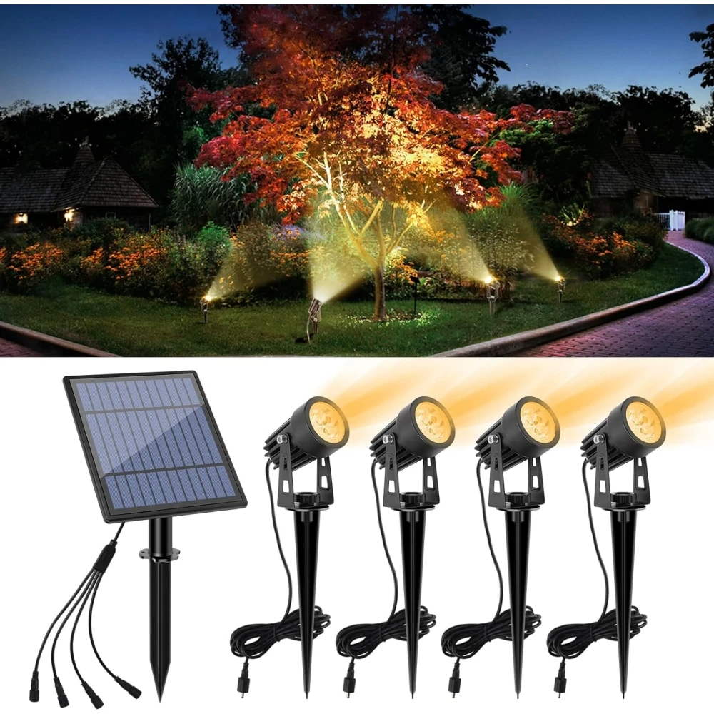 Solar Spotlights Outdoor LED Landscape Light Waterproof Solar Powered Wall Lights Auto ON/Off Garden, Yard, Pathway Lighting