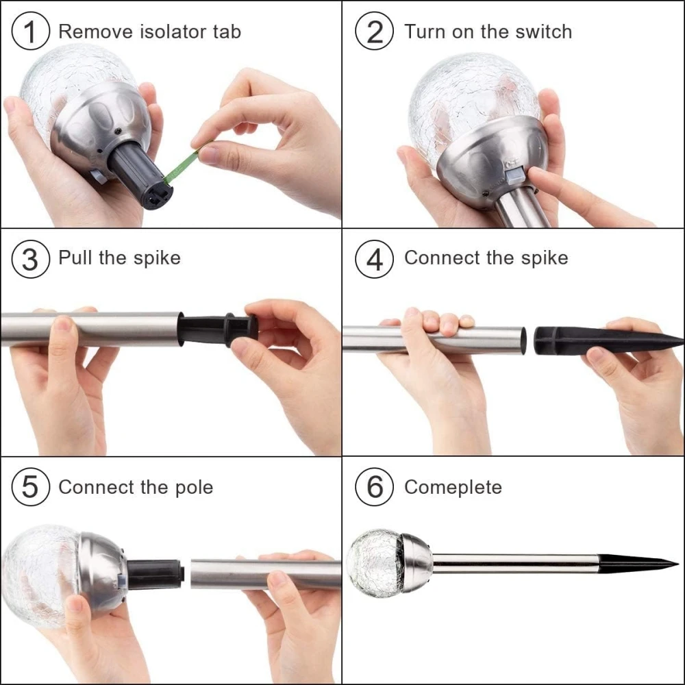 Solar Glass Ball Garden Lights Outdoor Multi-Color Changing&White Lights Solar Pathway Decorative Lighting Waterproof for Patio - Image 2