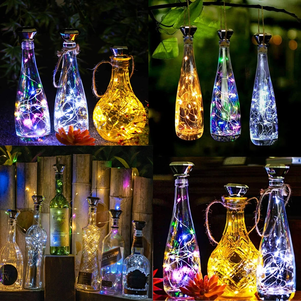 Updated Solar Wine Bottle Lights 2M 20 LED Copper Wire Fairy Garland String Lights for Xmas Wedding Party Decor 4/8/10 Pack - Image 3